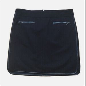 White House Black Market Ponte Mini Skirt Black Size 00 Leather Trim